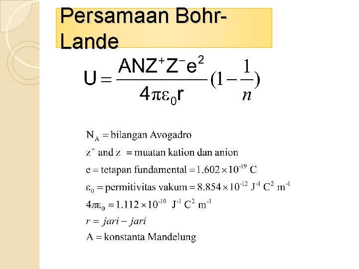 Persamaan Bohr. Lande 