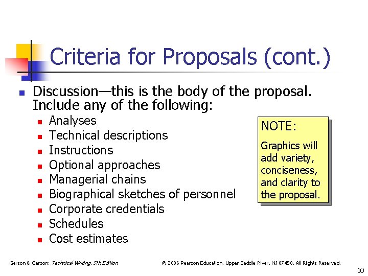 Criteria for Proposals (cont. ) n Discussion—this is the body of the proposal. Include