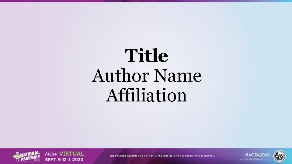 Title Author Name Affiliation 