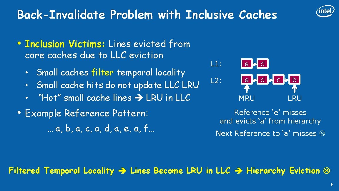 Back-Invalidate Problem with Inclusive Caches • Inclusion Victims: Lines evicted from core caches due