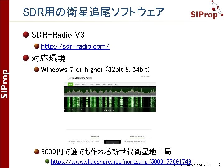 SDR用の衛星追尾ソフトウェア SDR-Radio V 3 http: //sdr-radio. com/ 対応環境 Windows 7 or higher (32 bit