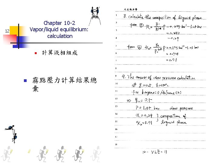 Chapter 10 -2 Vapor/liquid equilibrium: calculation 12 n n 計算液相組成 霧點壓力計算結果總 彙 