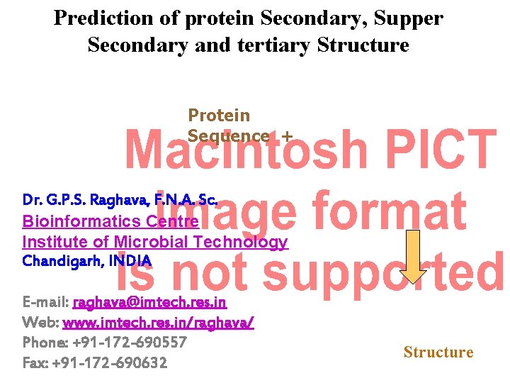 Prediction of protein Secondary, Supper Secondary and tertiary Structure Protein Sequence + Dr. G.