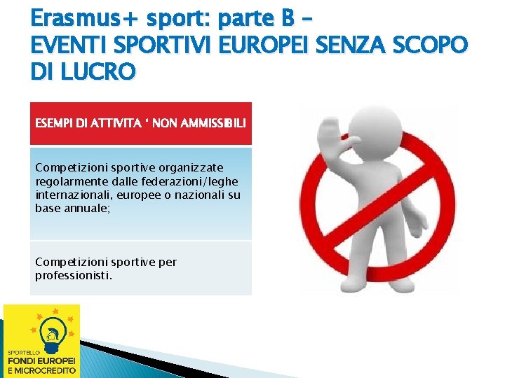 Erasmus+ sport: parte B – EVENTI SPORTIVI EUROPEI SENZA SCOPO DI LUCRO ESEMPI DI