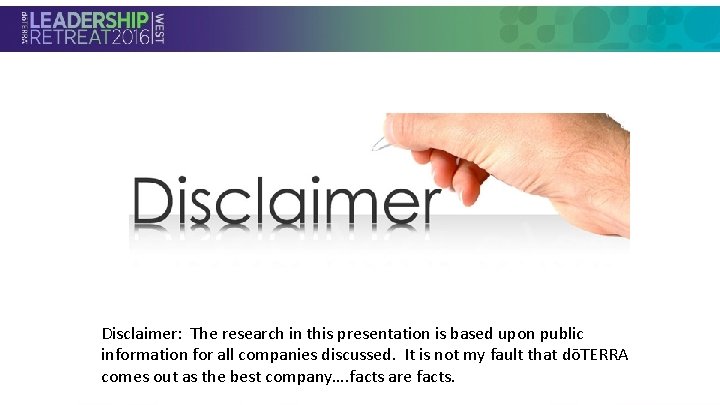  • Section Header Disclaimer: The research in this presentation is based upon public