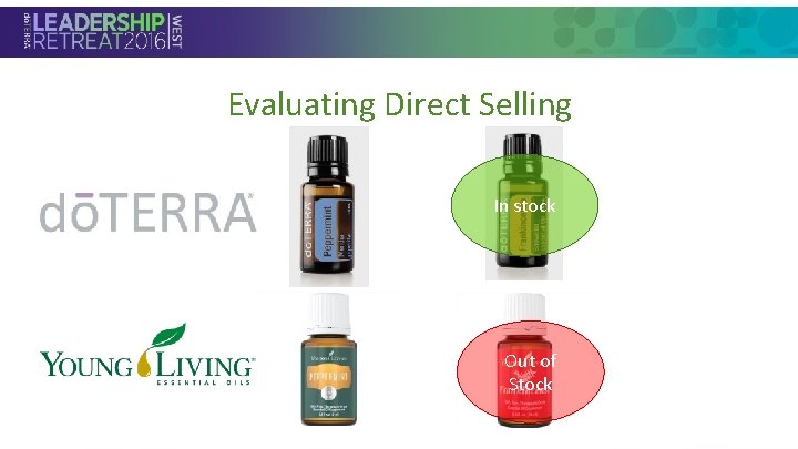 Evaluating Direct Selling • Section Header In stock Out of Stock 