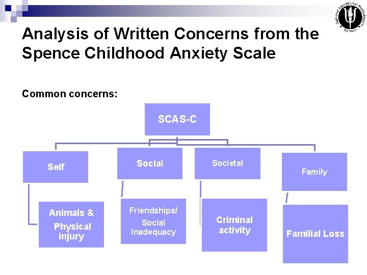 Analysis of Written Concerns from the Spence Childhood Anxiety Scale Common concerns: SCAS-C Self