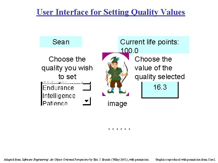 User Interface for Setting Quality Values Sean Choose the quality you wish to set