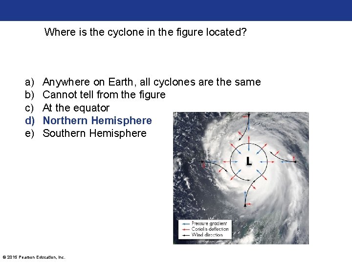 Where is the cyclone in the figure located? a) b) c) d) e) Anywhere