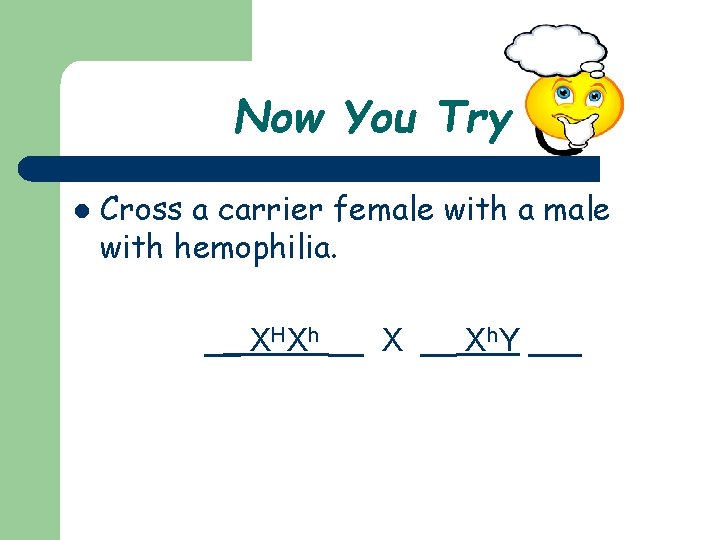 Now You Try l Cross a carrier female with a male with hemophilia. __