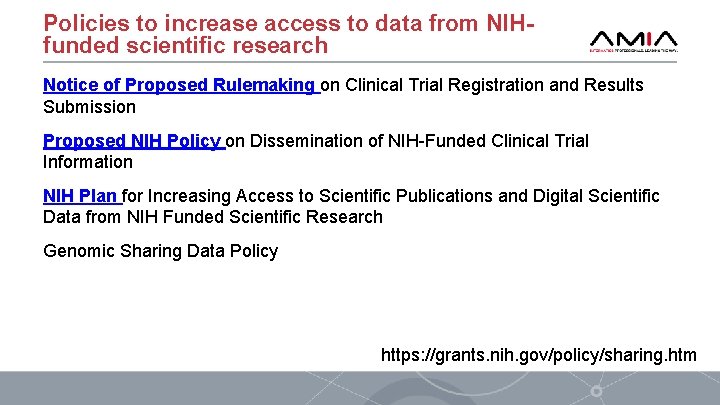 Policies to increase access to data from NIHfunded scientific research Notice of Proposed Rulemaking