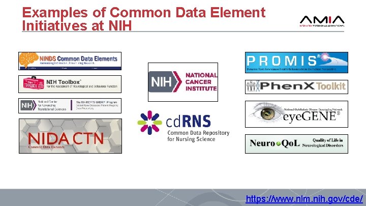 Examples of Common Data Element Initiatives at NIH https: //www. nlm. nih. gov/cde/ 