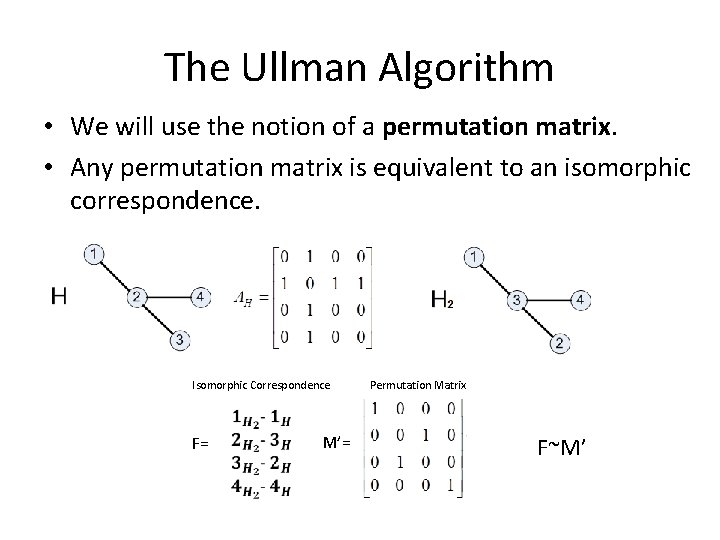 The Ullman Algorithm • We will use the notion of a permutation matrix. •