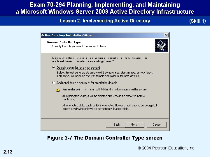 Exam 70 -294 Planning, Implementing, and Maintaining a Microsoft Windows Server 2003 Active Directory