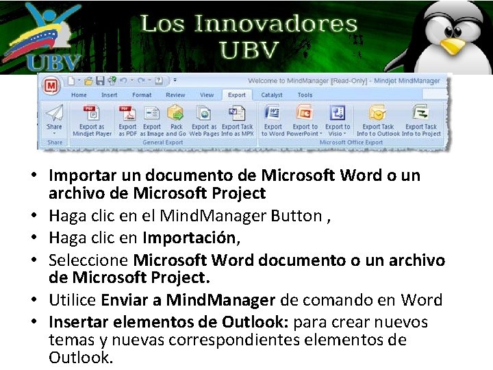 • Importar un documento de Microsoft Word o un archivo de Microsoft Project • Importar un documento de Microsoft Word o un archivo de Microsoft Project