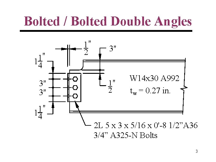 Bolted / Bolted Double Angles " 1 14 3" 3" " 1 14 1"