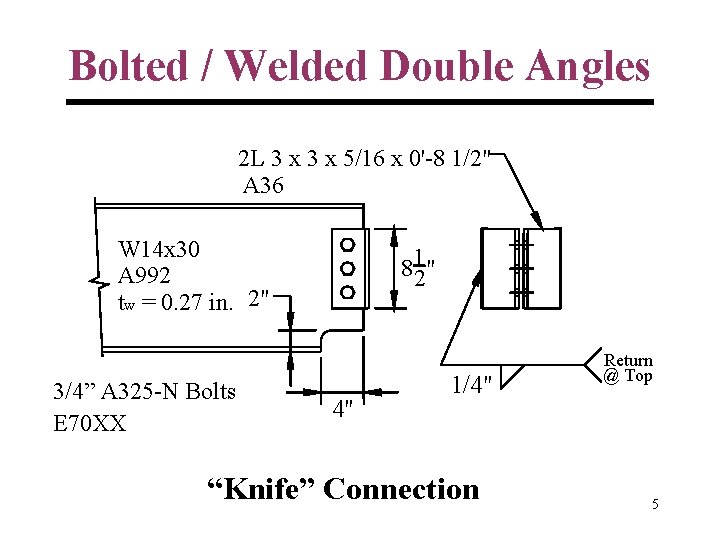 Bolted / Welded Double Angles 2 L 3 x 5/16 x 0'-8 1/2" A