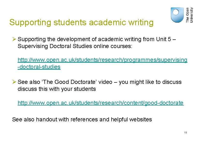 Supporting students academic writing Ø Supporting the development of academic writing from Unit 5