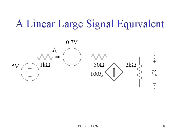 A Linear Large Signal Equivalent 0. 7 V Ib 5 V + – 1