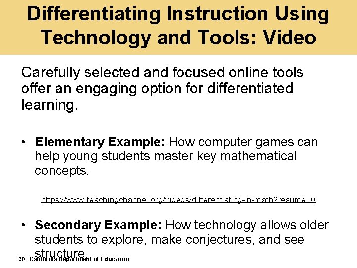 Differentiating Instruction Using Technology and Tools: Video Carefully selected and focused online tools offer