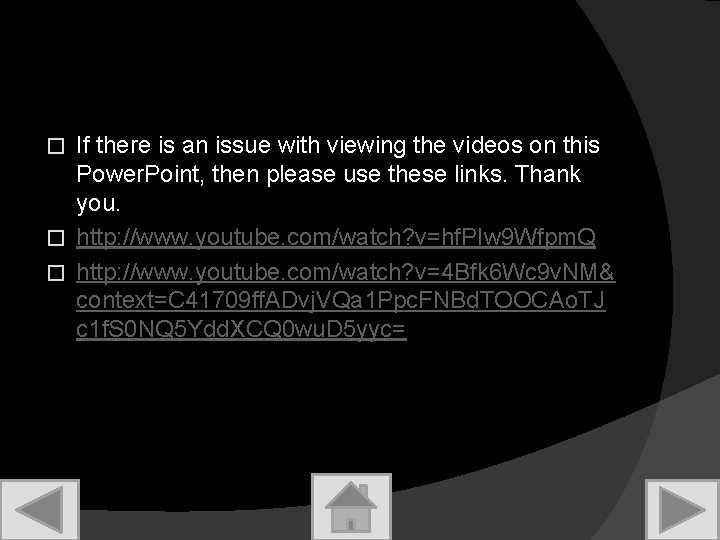 If there is an issue with viewing the videos on this Power. Point, then