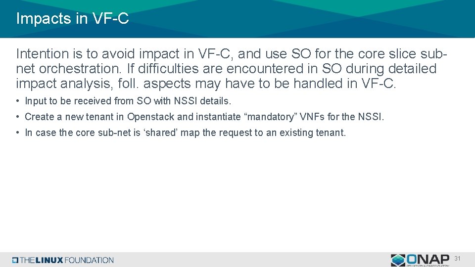 Impacts in VF-C Intention is to avoid impact in VF-C, and use SO for Impacts in VF-C Intention is to avoid impact in VF-C, and use SO for