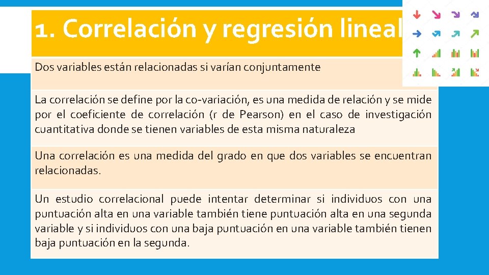 1. Correlación y regresión lineal Dos variables están relacionadas si varían conjuntamente La correlación