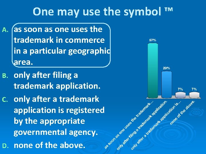 One may use the symbol ™ as soon as one uses the trademark in