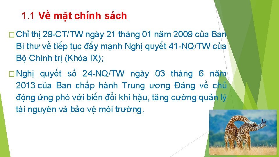 1. 1 Về mặt chính sách � Chỉ thị 29 -CT/TW ngày 21 tháng