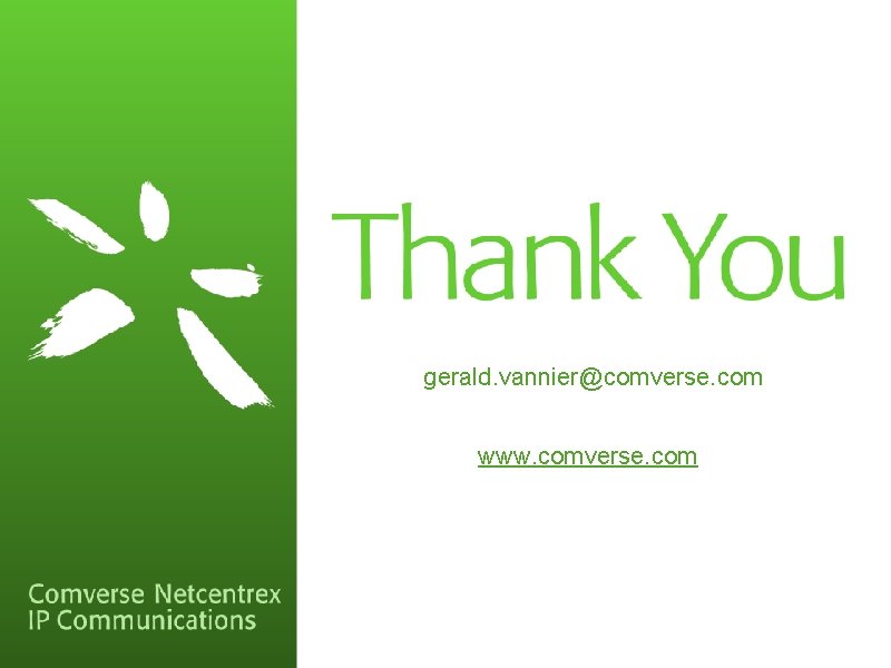gerald. vannier@comverse. com www. comverse. com gerald. vannier@comverse. com www. comverse. com