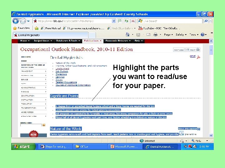 Highlight the parts you want to read/use for your paper. 
