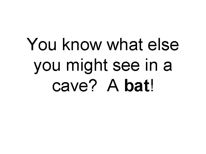 You know what else you might see in a cave? A bat! 