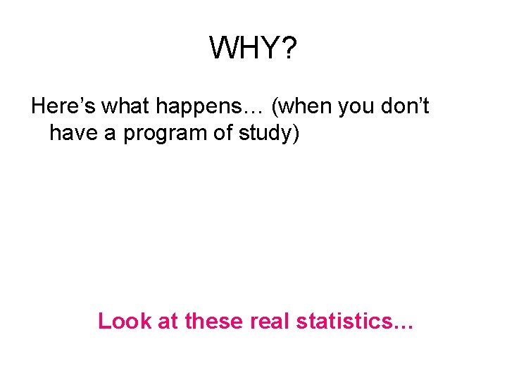 WHY? Here’s what happens… (when you don’t have a program of study) Look at