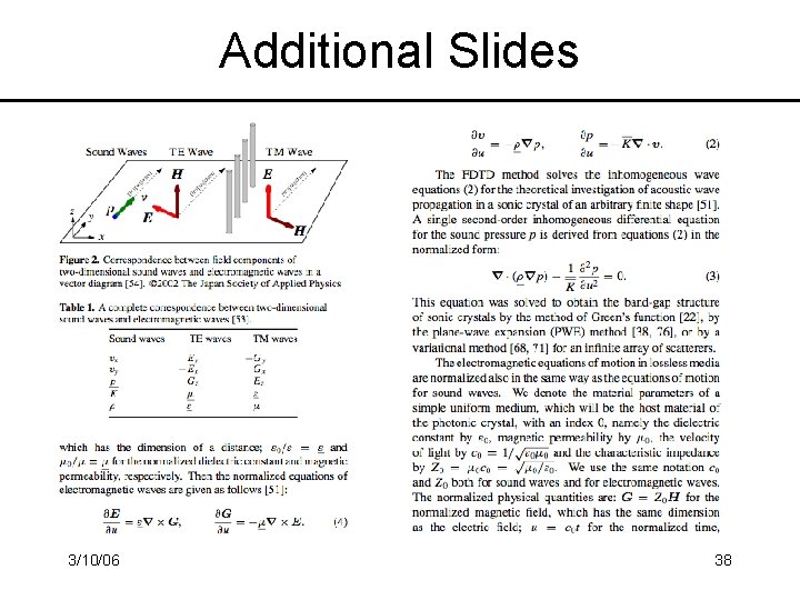 Additional Slides 3/10/06 38 