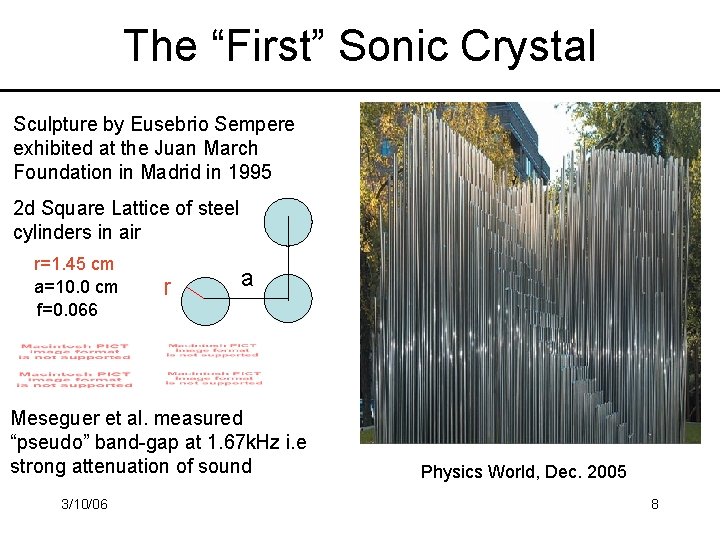 The “First” Sonic Crystal Sculpture by Eusebrio Sempere exhibited at the Juan March Foundation
