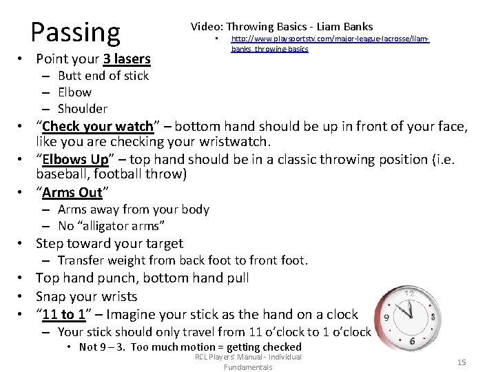 Passing Video: Throwing Basics - Liam Banks • • Point your 3 lasers http: