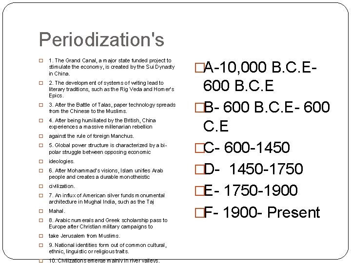 Dates Periodization and region practice Using themes Regions