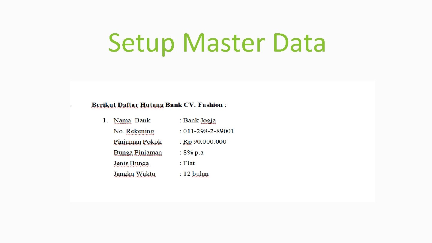 Setup Master Data 