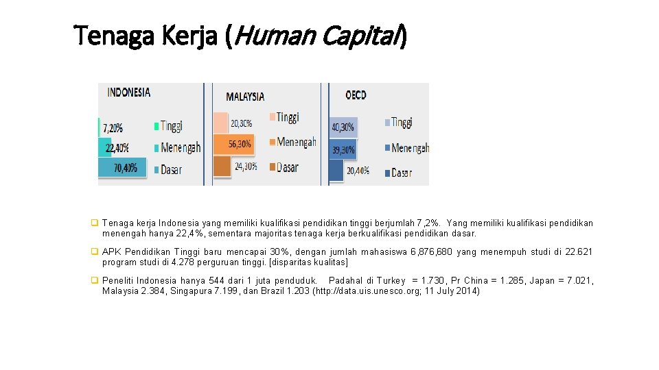 Tenaga Kerja (Human Capital ) q Tenaga kerja Indonesia yang memiliki kualifikasi pendidikan tinggi