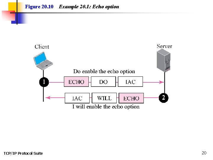 Figure 20. 10 TCP/IP Protocol Suite Example 20. 1: Echo option 20 