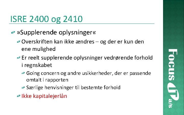 ISRE 2400 og 2410 » Supplerende oplysninger « Overskriften kan ikke ændres – og