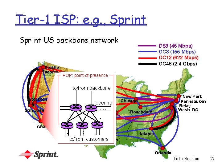 Tier-1 ISP: e. g. , Sprint US backbone network Seattle Tacoma DS 3 (45