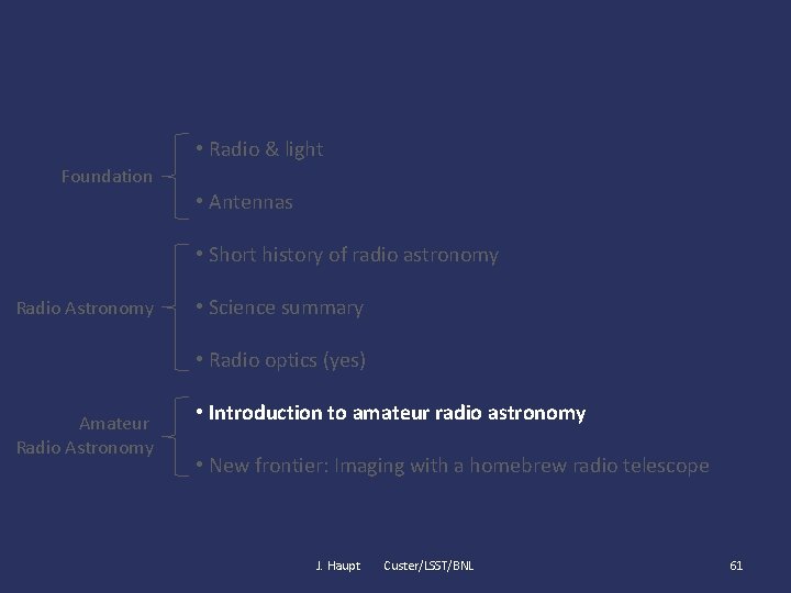  • Radio & light Foundation • Antennas • Short history of radio astronomy