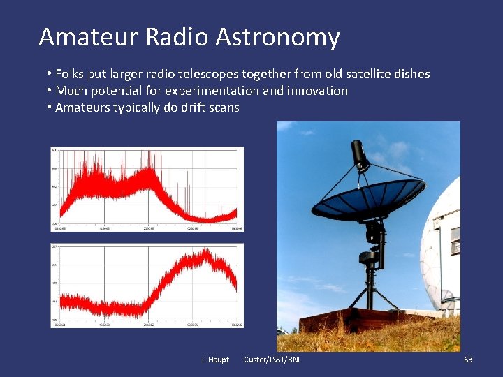 Amateur Radio Astronomy • Folks put larger radio telescopes together from old satellite dishes