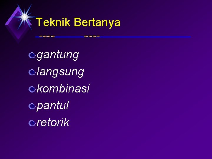 Teknik Bertanya gantung langsung kombinasi pantul retorik 