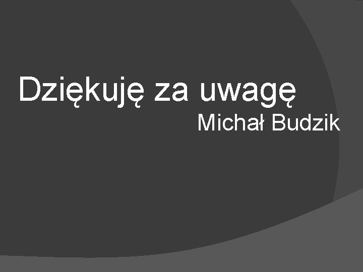 Dziękuję za uwagę Michał Budzik 