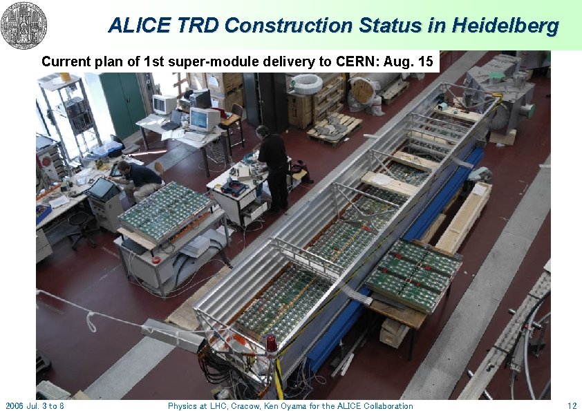 ALICE TRD Construction Status in Heidelberg Current plan of 1 st super-module delivery to