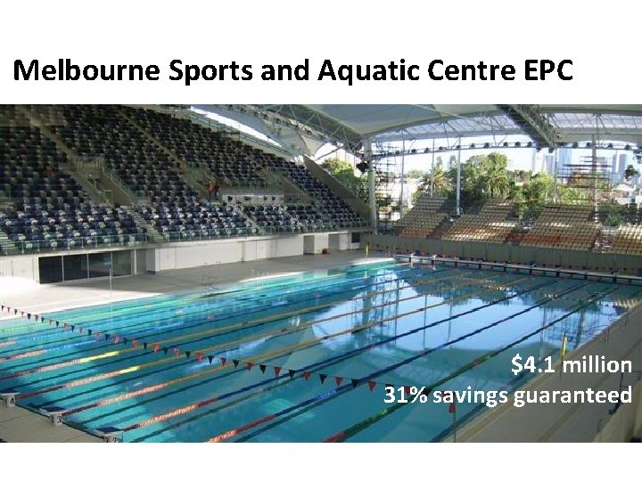 Melbourne Sports and Aquatic Centre EPC $4. 1 million 31% savings guaranteed 
