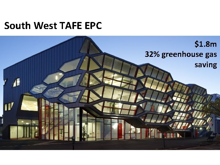 South West TAFE EPC $1. 8 m 32% greenhouse gas saving 