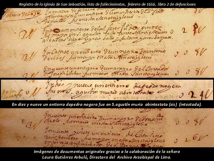  Registro de la Iglesia de San Sebastián, lista de fallecimientos, febrero de 1656,